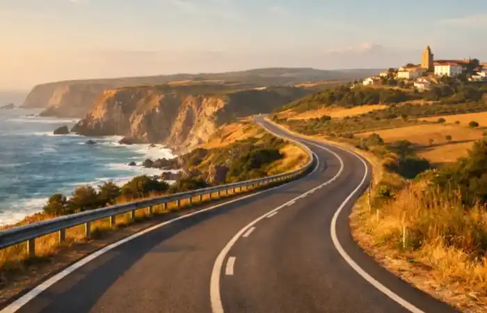 כביש נופי בפורטוגל עם נוף פתוח, מסלול road trip בין ליסבון, פורטו והאלגארבה